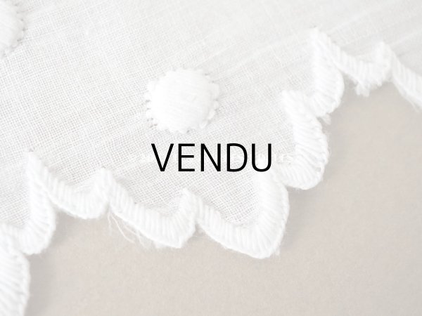 画像6: 【12周年セール対象外】アンティーク ドットの手刺繍　幅広　スカラップレース（生地) コットン製　1.45m 幅26cm (6)