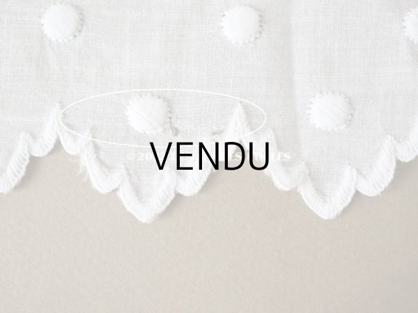 画像7: 【12周年セール対象外】アンティーク ドットの手刺繍　幅広　スカラップレース（生地) コットン製　1.45m 幅26cm (7)