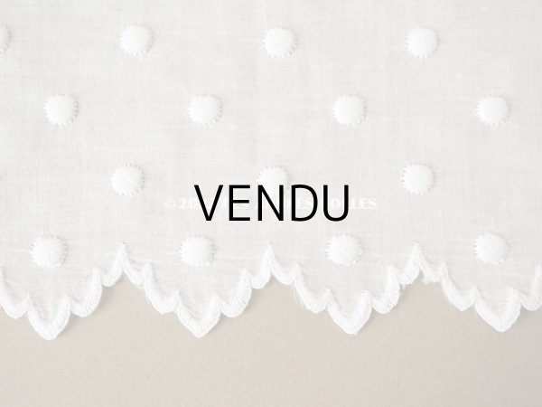 画像4: 【12周年セール対象外】アンティーク ドットの手刺繍　幅広　スカラップレース（生地) コットン製　1.45m 幅26cm (4)