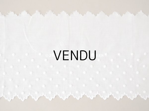 画像3: 【12周年セール対象外】アンティーク ドットの手刺繍　幅広　スカラップレース（生地) コットン製　1.45m 幅26cm (3)