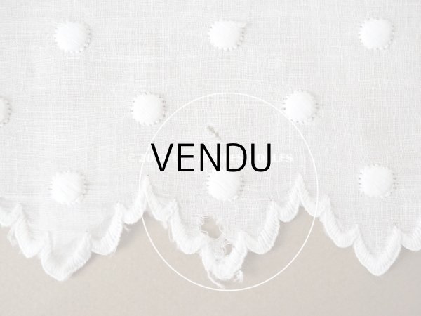 画像9: 【12周年セール対象外】アンティーク ドットの手刺繍　幅広　スカラップレース（生地) コットン製　1.45m 幅26cm (9)