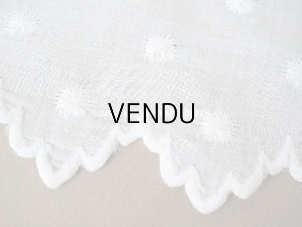 画像11: 【12周年セール対象外】アンティーク ドットの手刺繍　幅広　スカラップレース（生地) コットン製　1.45m 幅26cm (11)