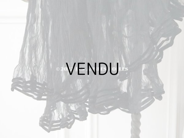 画像4: 19世末 アンティーク 未使用 黒のシルクオーガンジーのドレスの裾 約2〜3m 55cm幅 (4)