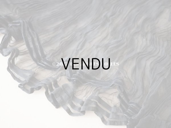 画像7: 19世末 アンティーク 未使用 黒のシルクオーガンジーのドレスの裾 約2〜3m 55cm幅 (7)