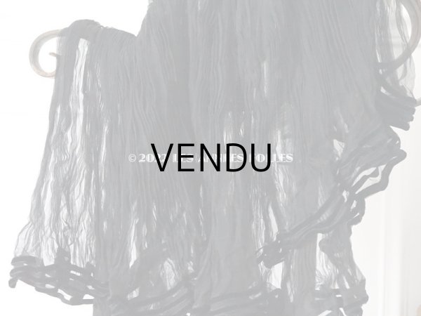 画像3: 19世末 アンティーク 未使用 黒のシルクオーガンジーのドレスの裾 約2〜3m 55cm幅 (3)