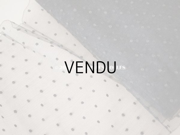 画像5: アンティーク 　幅広チュールレース 黒&ブラウン　ドット柄　幅22.5cm (5)