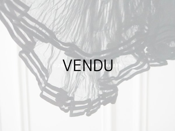 画像5: 19世末 アンティーク 未使用 黒のシルクオーガンジーのドレスの裾 約2〜3m 55cm幅 (5)