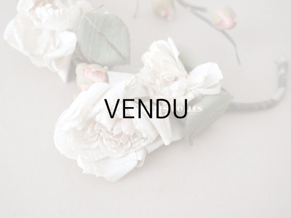 画像3:  アンティーク 薔薇の布花 蕾付き ホワイト＆パウダーピンク (3)