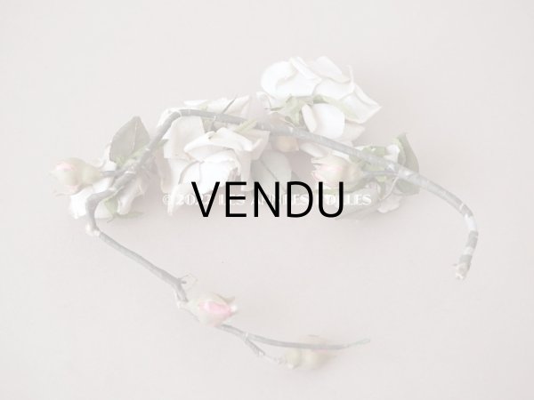 画像7:  アンティーク 薔薇の布花 蕾付き ホワイト＆パウダーピンク (7)