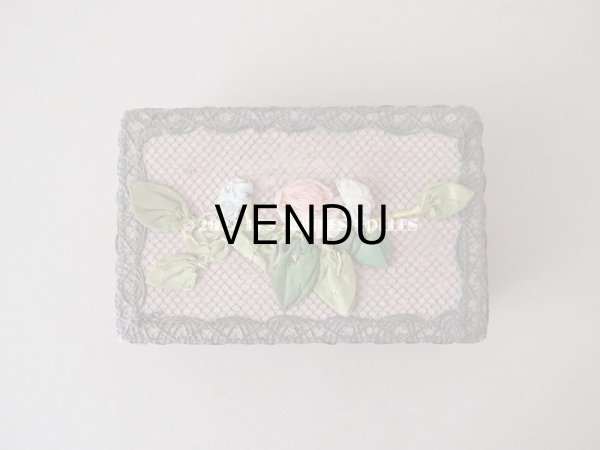 画像4: アンティーク　シルク製 ロココトリム付 オールドローズ色のボックス (4)