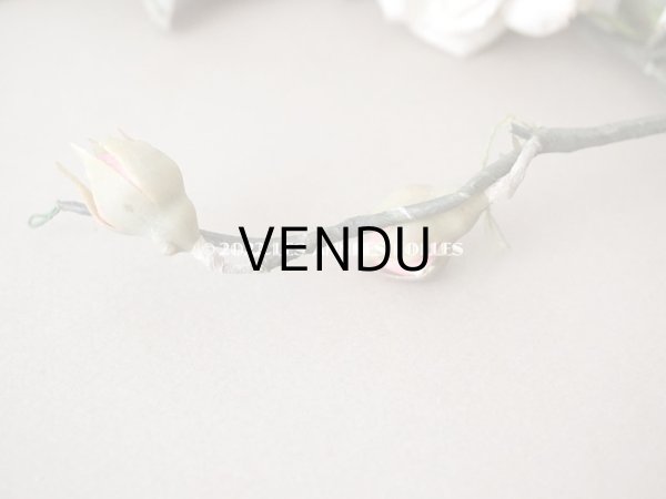 画像6:  アンティーク 薔薇の布花 蕾付き ホワイト＆パウダーピンク (6)