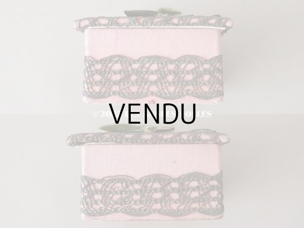 画像6: アンティーク　シルク製 ロココトリム付 オールドローズ色のボックス (6)