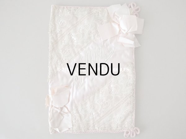 画像3: アンティーク シルク製 ハンキーケース リボン付き　パウダーピンク ハンカチ用ポシェット  (3)