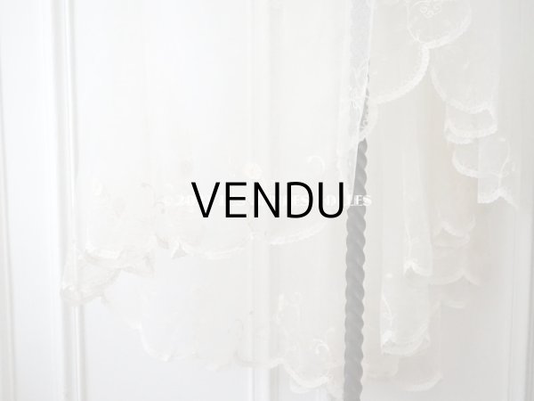 画像4: アンティーク ウェディングヴェール 花のモチーフ付き 直径 約2.2m　ボビンレース＆チェーン刺繍 (4)