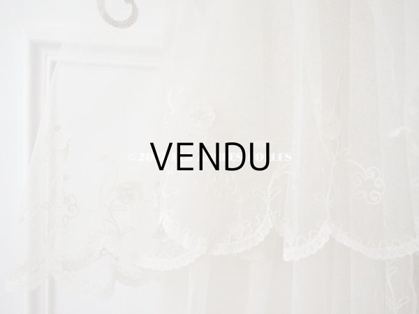 画像6: アンティーク ウェディングヴェール 花のモチーフ付き 直径 約2.2m　ボビンレース＆チェーン刺繍 (6)