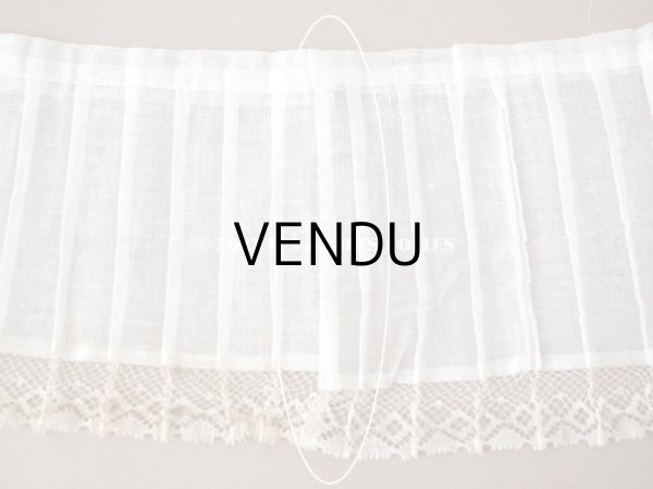 画像3: 1900年代 アンティーク 幅広 ドレスの裾  プリーツ入り レース付 2.85m 幅13.4cm　コットンオーガンジー (3)