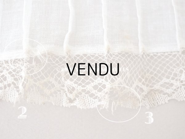 画像9: 1900年代 アンティーク 幅広 ドレスの裾  プリーツ入り レース付 2.85m 幅13.4cm　コットンオーガンジー (9)