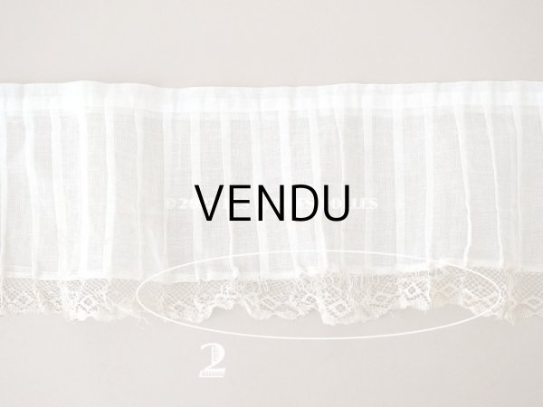 画像6: 1900年代 アンティーク 幅広 ドレスの裾  プリーツ入り レース付 2.85m 幅13.4cm　コットンオーガンジー (6)