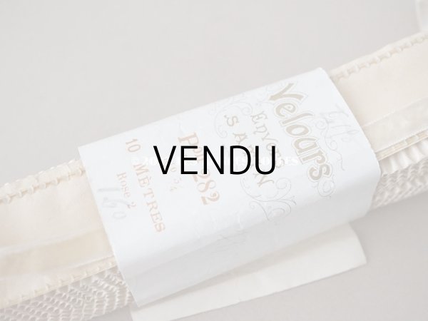 画像3: アンティーク シルク製 ベルベットリボン アイボリー 10mm幅 約6〜7m (3)