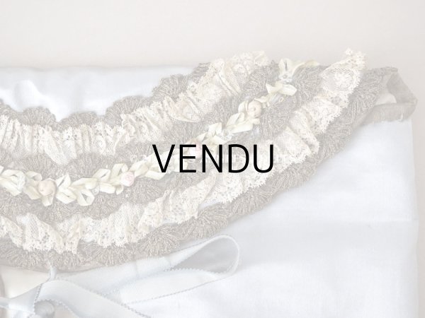 画像6: アンティーク シルク製 ハンキーケース ロココトリム＆レース　グレイッシュブルー ハンカチ用ポシェット - A LA PENSEE PARIS - (6)