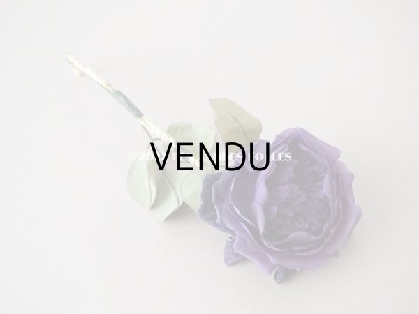 画像2: 1900年代 アンティーク　薔薇の布花 紫 (2)