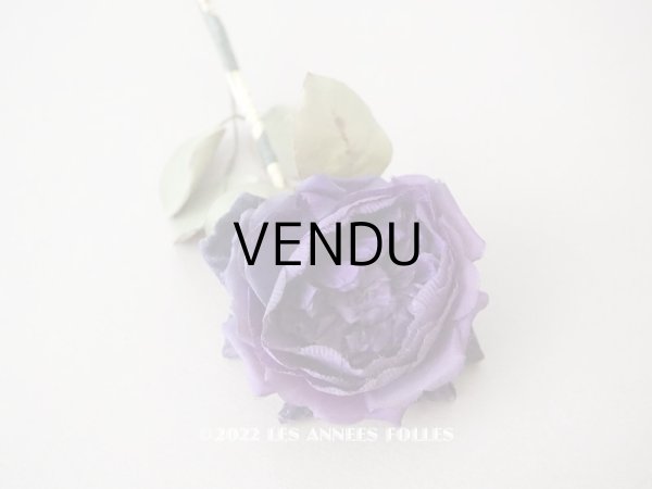 画像1: 1900年代 アンティーク　薔薇の布花 紫 (1)