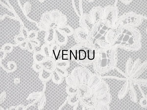 画像16: 19世紀末 アンティーク 花嫁の大判ストール フラワーバスケット アプリカシオン・アングルテール 51×252cm (16)