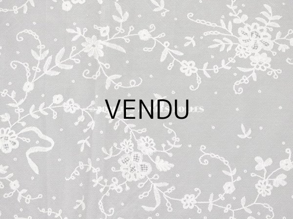 画像18: 19世紀末 アンティーク 花嫁の大判ストール フラワーバスケット アプリカシオン・アングルテール 51×252cm (18)