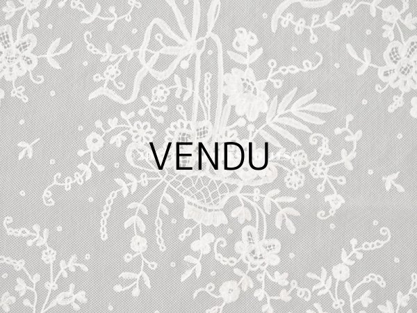 画像12: 19世紀末 アンティーク 花嫁の大判ストール フラワーバスケット アプリカシオン・アングルテール 51×252cm (12)