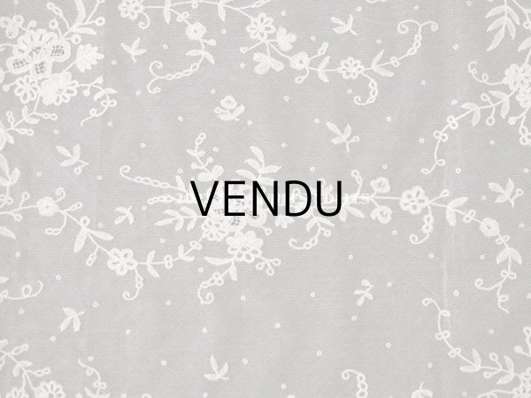 画像19: 19世紀末 アンティーク 花嫁の大判ストール フラワーバスケット アプリカシオン・アングルテール 51×252cm (19)