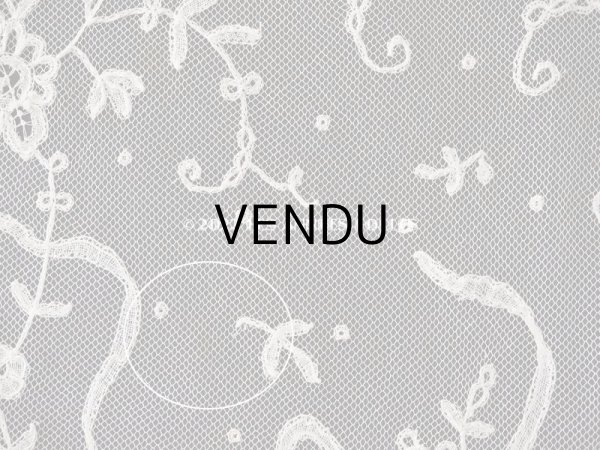 画像10: 19世紀末 アンティーク 花嫁の大判ストール フラワーバスケット アプリカシオン・アングルテール 51×252cm (10)