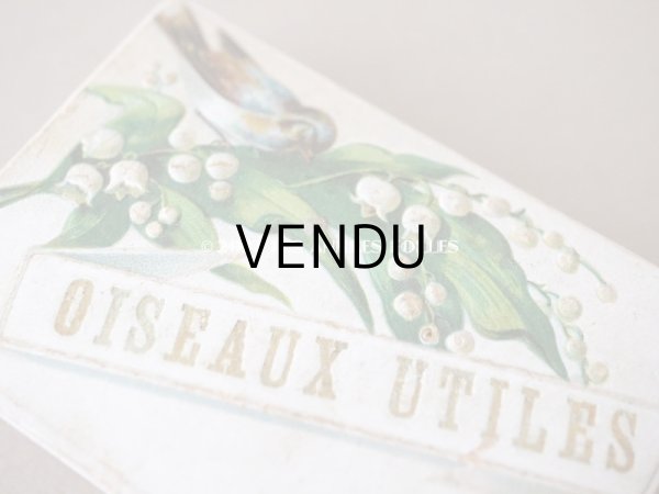 画像3: アンティーク 鈴蘭と鳥の小さな紙箱　パウダーピンクの縁取り  (3)