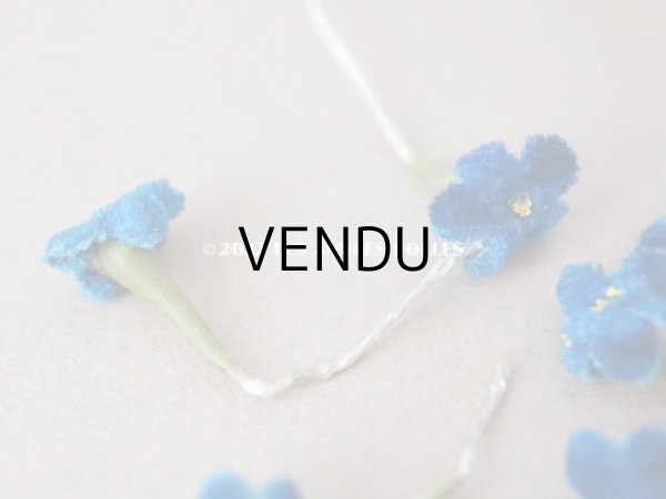 画像3: アンティーク 布花材料 勿忘草の花びらのセット 茎＆ガラス製の萼付き 10ピースのセット (3)