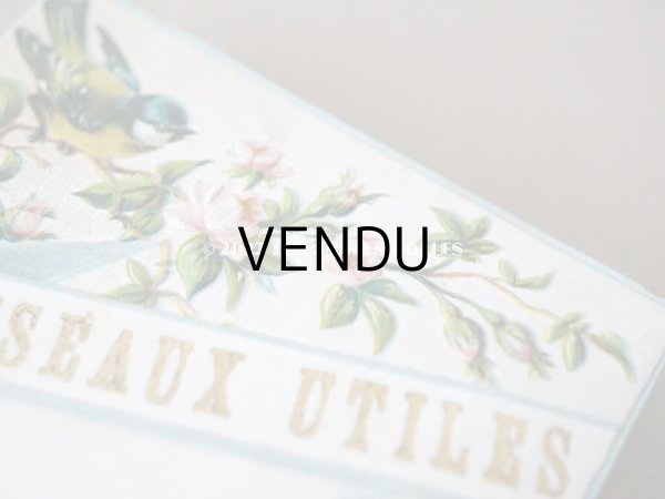 画像3: アンティーク 薔薇と鳥の小さな紙箱　パウダーブルーの縁取り  (3)