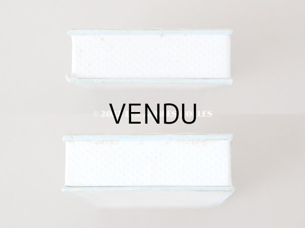 画像7: アンティーク 薔薇と鳥の小さな紙箱　パウダーブルーの縁取り  (7)