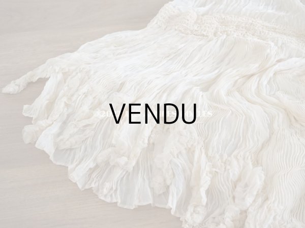 画像13: 1900年頃　アンティーク ウエディングドレスのスカート　シルクシフォンのプリーツ (13)