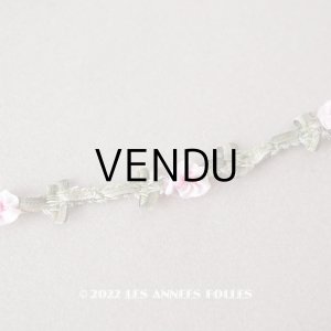 画像: ＊蚤の市＊アンティーク シルク製 小さな薔薇のロココトリム ピンク 79cm