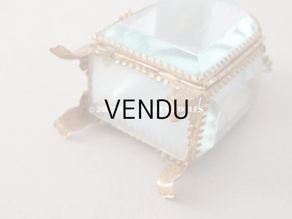 画像6: アンティーク 懐中時計 & ジュエリーボックス パウダーブルーのシルク製クッション (6)