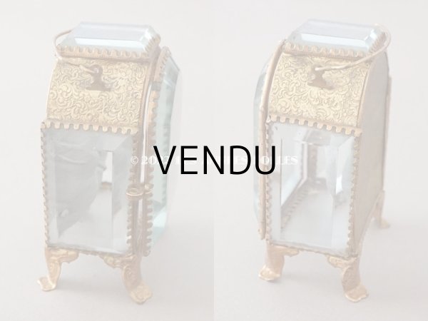 画像9: アンティーク 懐中時計 & ジュエリーボックス パウダーブルーのシルク製クッション (9)