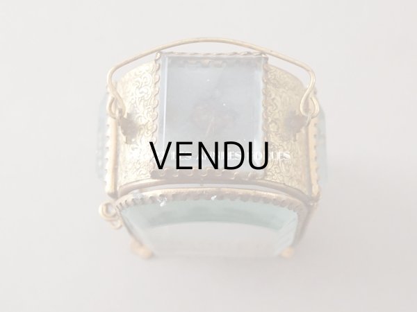 画像5: アンティーク 懐中時計 & ジュエリーボックス パウダーブルーのシルク製クッション (5)