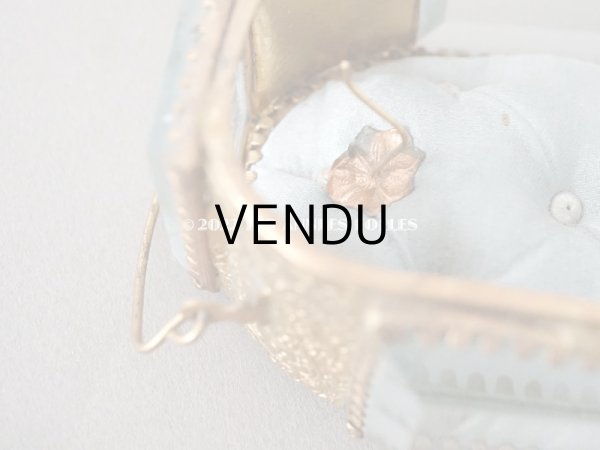 画像14: アンティーク 懐中時計 & ジュエリーボックス パウダーブルーのシルク製クッション (14)