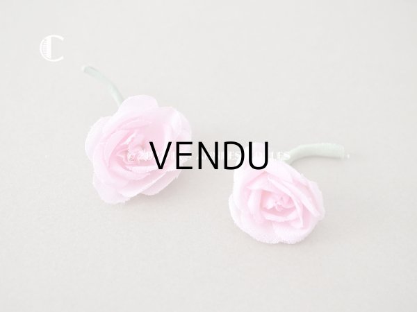 画像6: アンティーク  小さな薔薇の布花 2ピースのセット　ピンク (6)