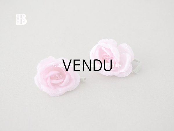 画像4: アンティーク  小さな薔薇の布花 2ピースのセット　ピンク (4)