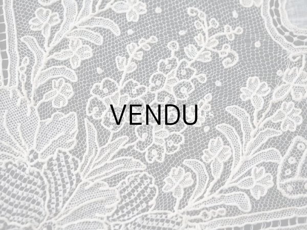 画像14: 19世紀 アンティーク ポワンドガーズ 結婚式のハンカチ モノグラムの刺繍入り 【 ポワン・ド・ガーズ 】 (14)