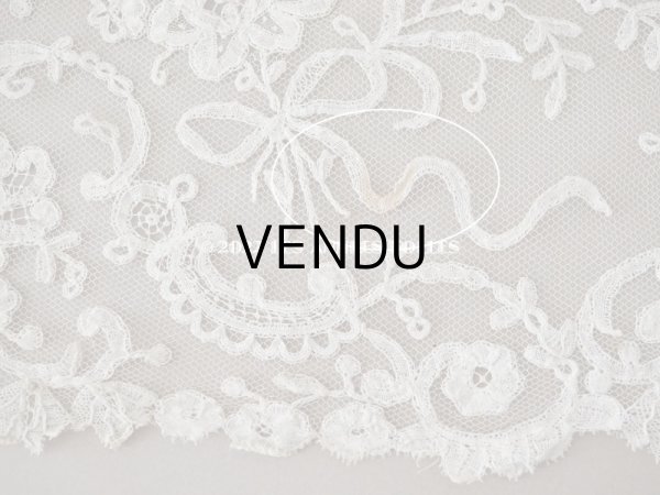 画像14: アンティーク  ウェディングヴェール  花のブーケのモチーフ 約276×174cm アプリカシオン・アングルテール (ボビンレース)　 (14)