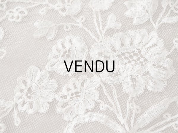 画像16: アンティーク  ウェディングヴェール  花のブーケのモチーフ 約276×174cm アプリカシオン・アングルテール (ボビンレース)　 (16)