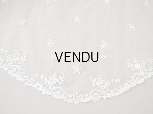 画像12: アンティーク  ウェディングヴェール  花のブーケのモチーフ 約276×174cm アプリカシオン・アングルテール (ボビンレース)　 (12)