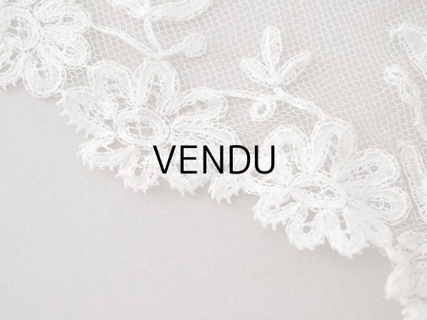 画像18: アンティーク  ウェディングヴェール  花のブーケのモチーフ 約276×174cm アプリカシオン・アングルテール (ボビンレース)　 (18)