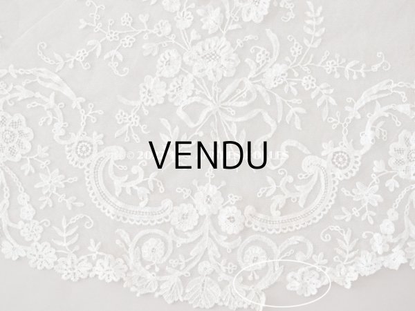 画像5: アンティーク  ウェディングヴェール  花のブーケのモチーフ 約276×174cm アプリカシオン・アングルテール (ボビンレース)　 (5)