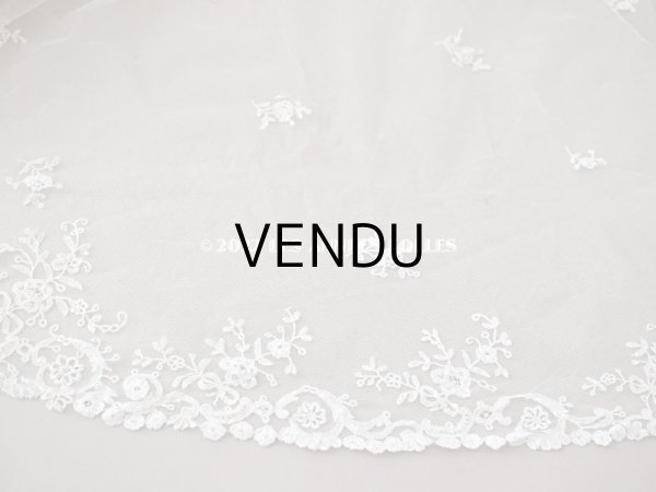 画像11: アンティーク  ウェディングヴェール  花のブーケのモチーフ 約276×174cm アプリカシオン・アングルテール (ボビンレース)　 (11)